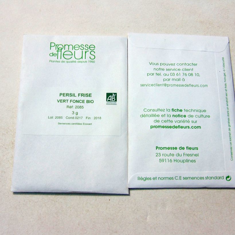Example of Curly Parsley per pack of 2000 seeds (5g) specimen as delivered