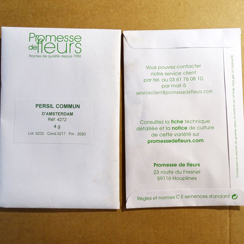 Example of Flat-Leaved Parsley Amsterdam per pack of 1700 seeds (4g) specimen as delivered