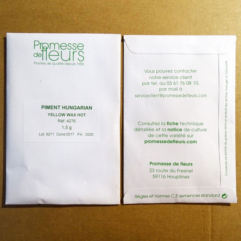 Example of Chilli Pepper Hungarian Hot Wax per 1,5 g seed pack specimen as delivered