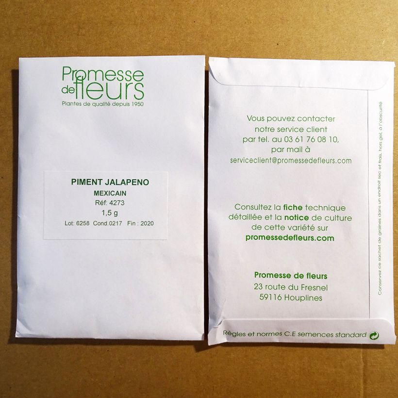 Example of Chilli Pepper Jalapeño per pack of 180 seeds (1,5g) specimen as delivered