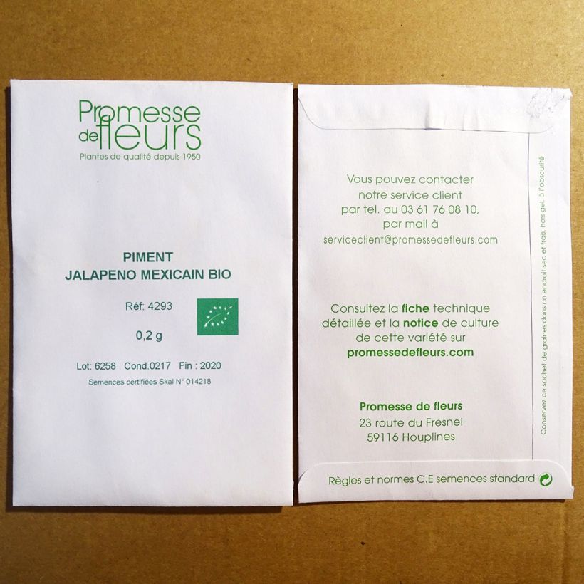 Example of Chilli Pepper Jalapeño Organic per pack of 30 seeds (0,2g) specimen as delivered