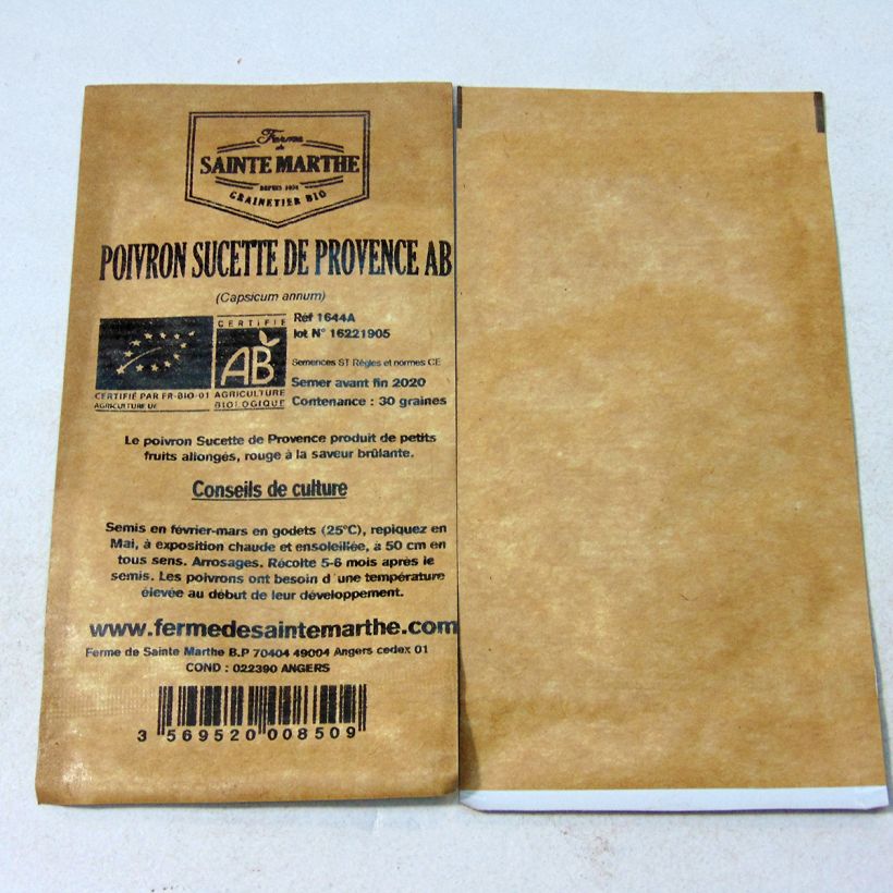 Example of Chilli Pepper Sucette De Provence - Ferme de Sainte Marthe Seeds per pack of 30 seeds specimen as delivered