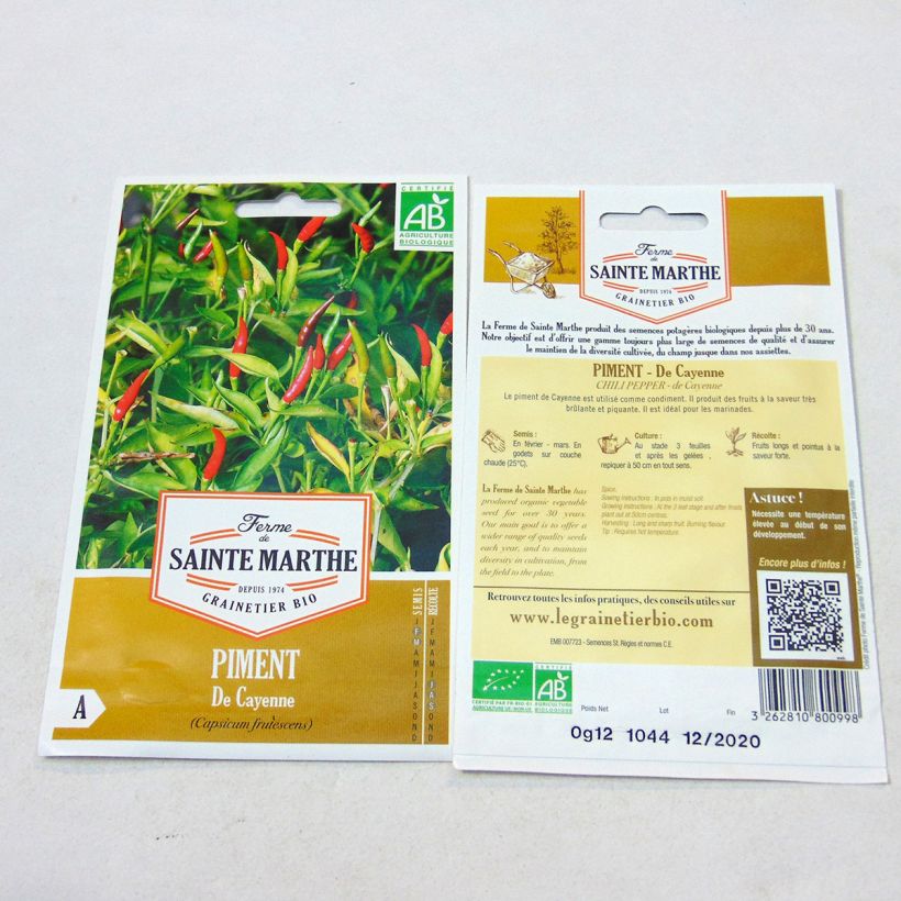 Example of Cayenne Pepper - Ferme de Sainte Marthe Seeds per pack of 25 seeds specimen as delivered