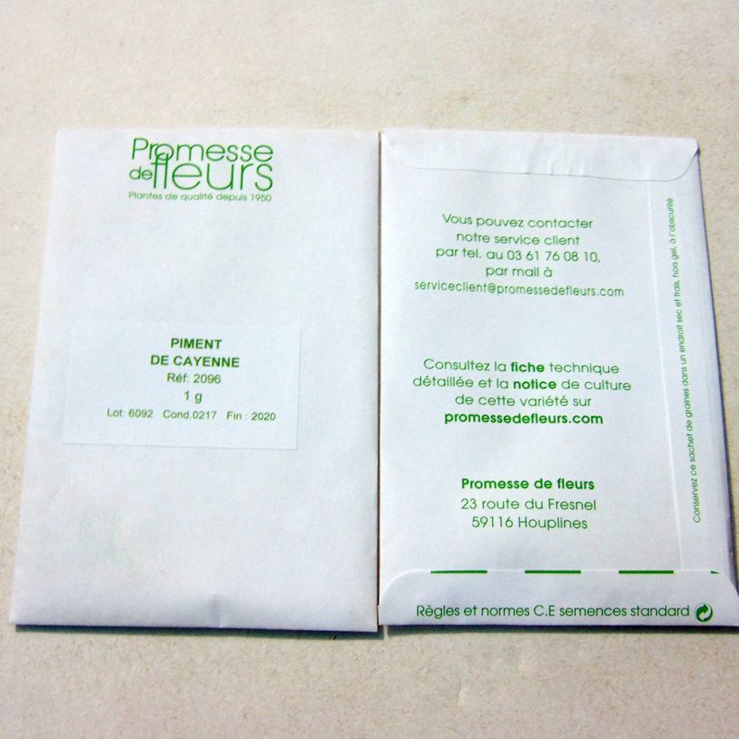 Example of Cayenne Pepper per pack of 110 seeds (1g) specimen as delivered