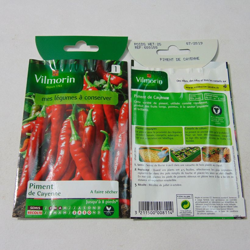 Example of Cayenne Pepper - Vilmorin Seeds per pack of 240 seeds (2g) specimen as delivered