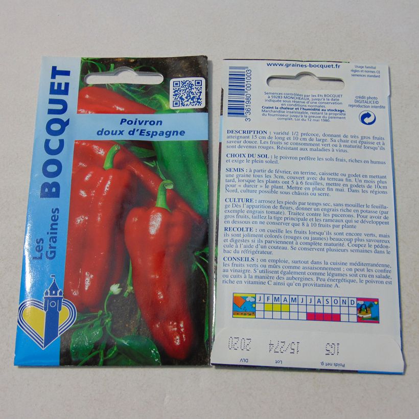 Example of Pepper Doux d'Espagne - Capsicum annuum per pack of 120 seeds (1g) specimen as delivered