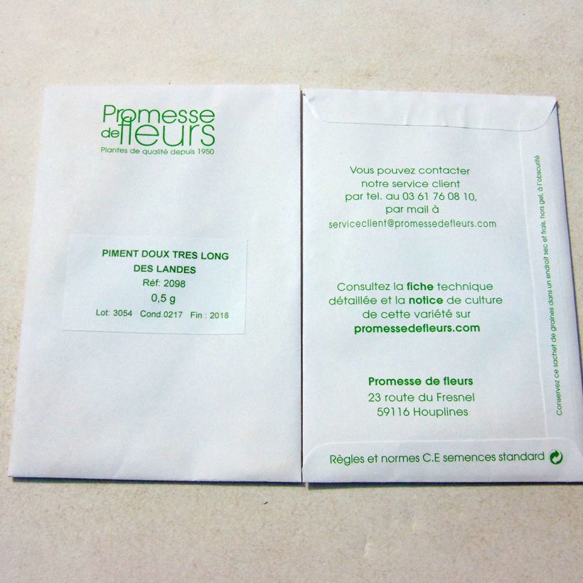Example of Sweet Pepper Doux des Landes per pack of 60 seeds (0,5g) specimen as delivered