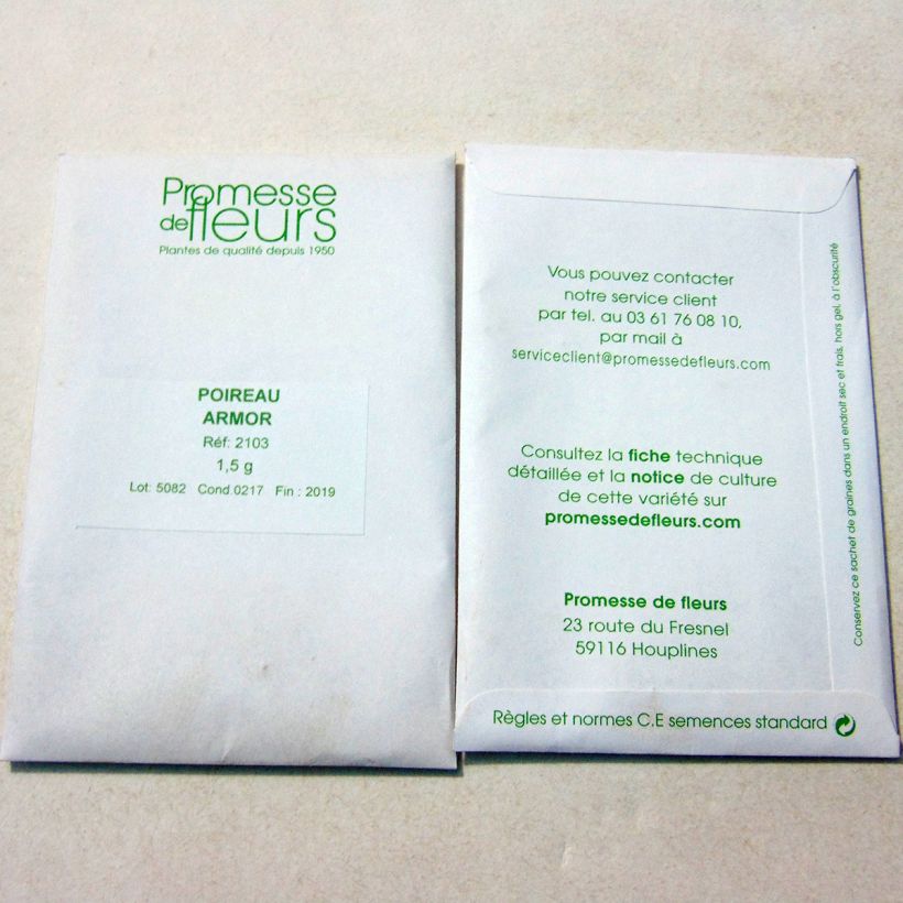 Example of Leek Armor per pack of 250 seeds (1g) specimen as delivered