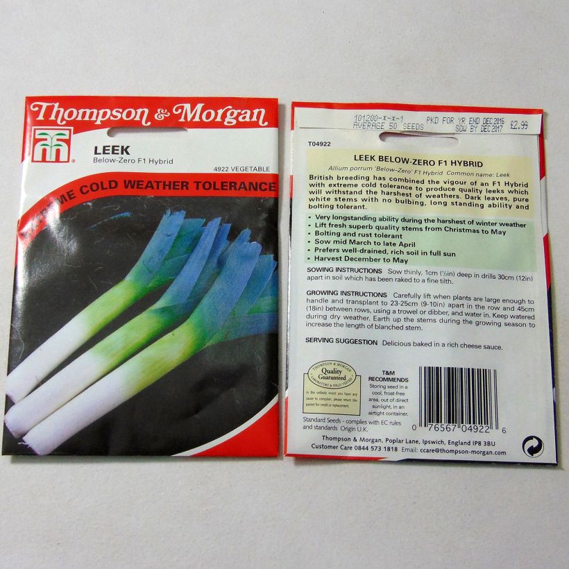 Example of Leek Below-Zero F1 - Allium porrum per pack of 50 seeds specimen as delivered