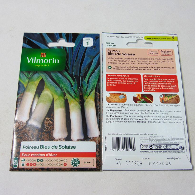 Example of Leek Blue Solaise - Vilmorin Seeds per pack of 1000 seeds (4g) specimen as delivered