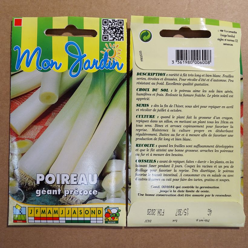 Example of Géant Précoce Leek - Allium porrum per pack of 1000 seeds (4g) specimen as delivered