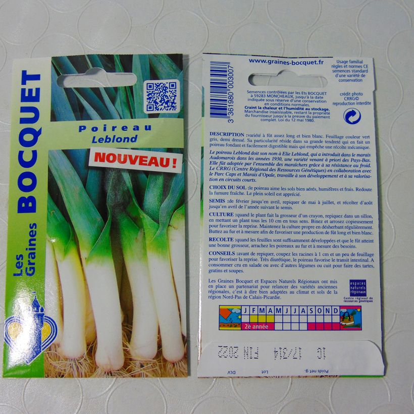 Example of Leek Leblond per pack of 250 seeds (1g) specimen as delivered