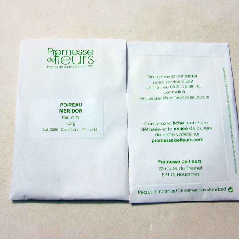 Example of Méridor Leek - Allium porrum per pack of 250 seeds (1g) specimen as delivered