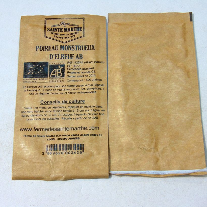 Example of Leek Monstrueux dElbeuf - Ferme de Sainte Marthe Seeds per pack of 500 seeds (1g) specimen as delivered