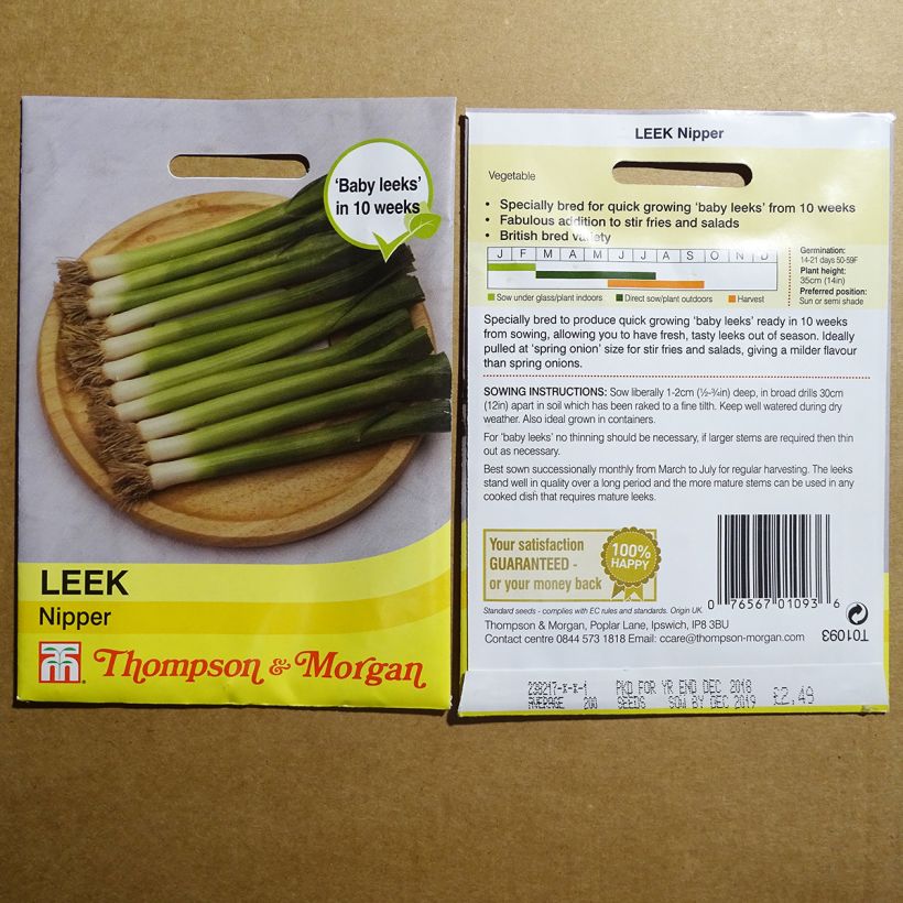 Example of Nipper Leek - Allium porrum per pack of 250 seeds specimen as delivered