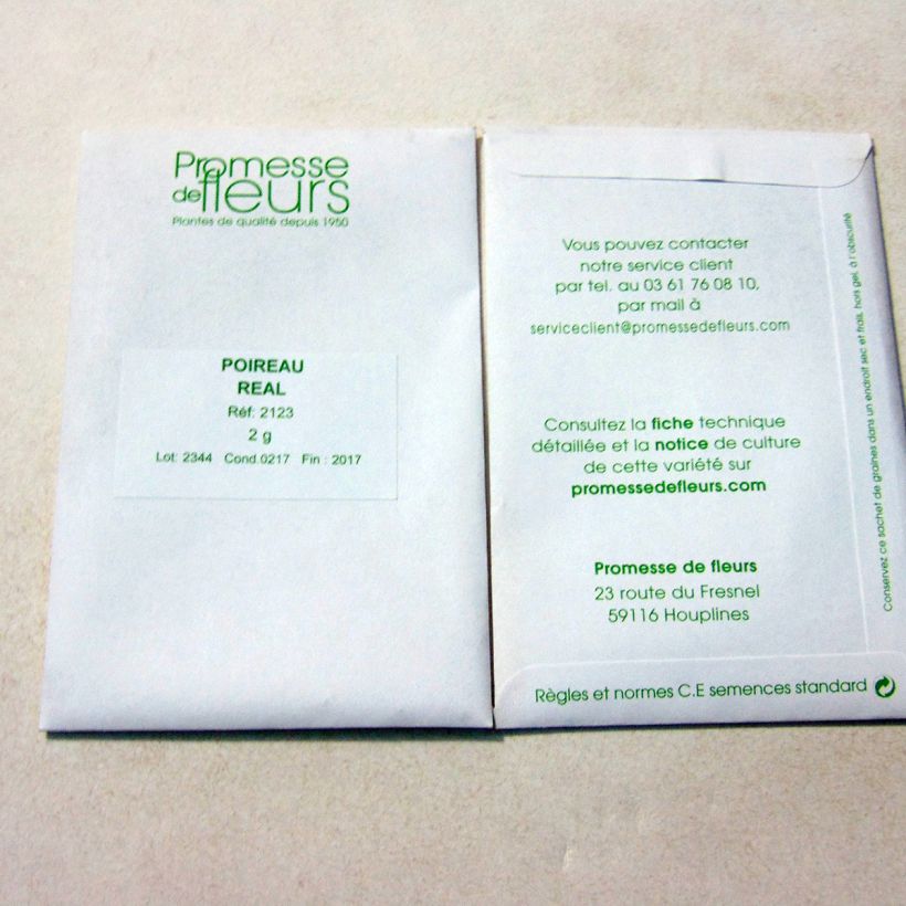 Example of Réal Leek - Allium porrum per pack of 500 seeds (2g) specimen as delivered