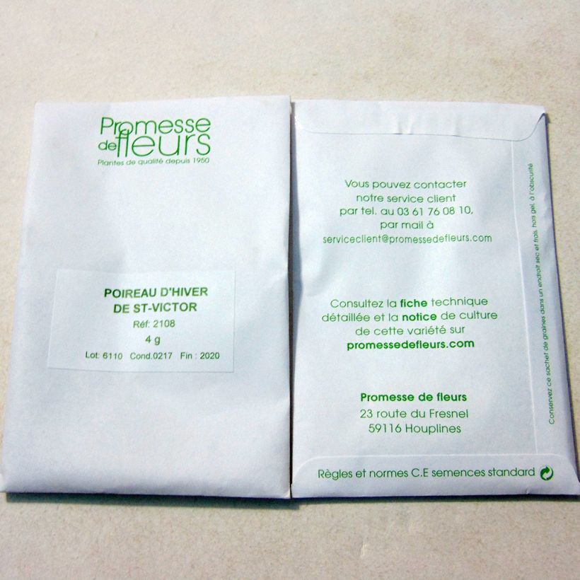 Example of Winter Leek of Saint-Victor - Allium porrum per pack of 1000 seeds (4g) specimen as delivered