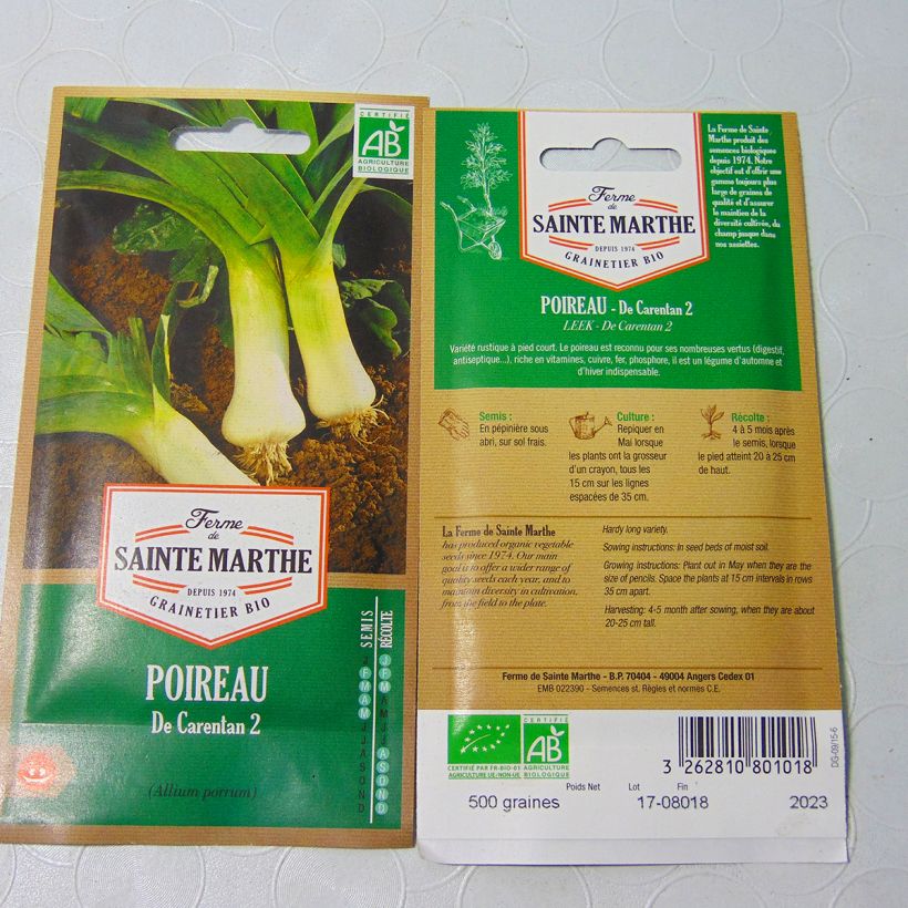Example of Leek Carentan 2 - Ferme de Sainte Marthe Seeds per pack of 400 seeds (1g) specimen as delivered