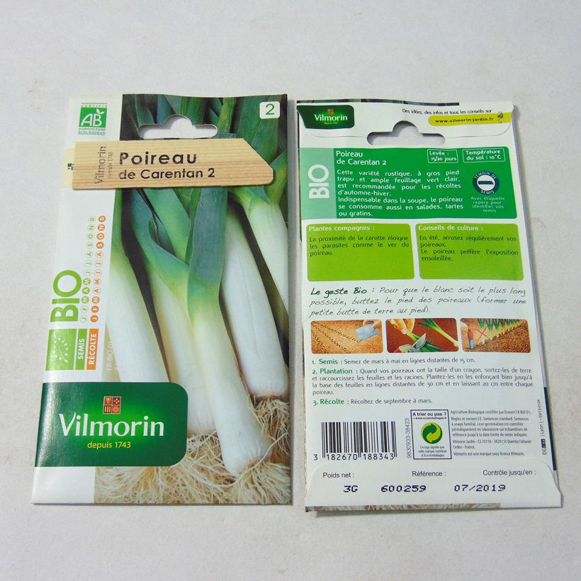Example of Organic Carentan 2 Leek - Vilmorin seeds - Allium porrum per pack of 750 seeds (3g) specimen as delivered