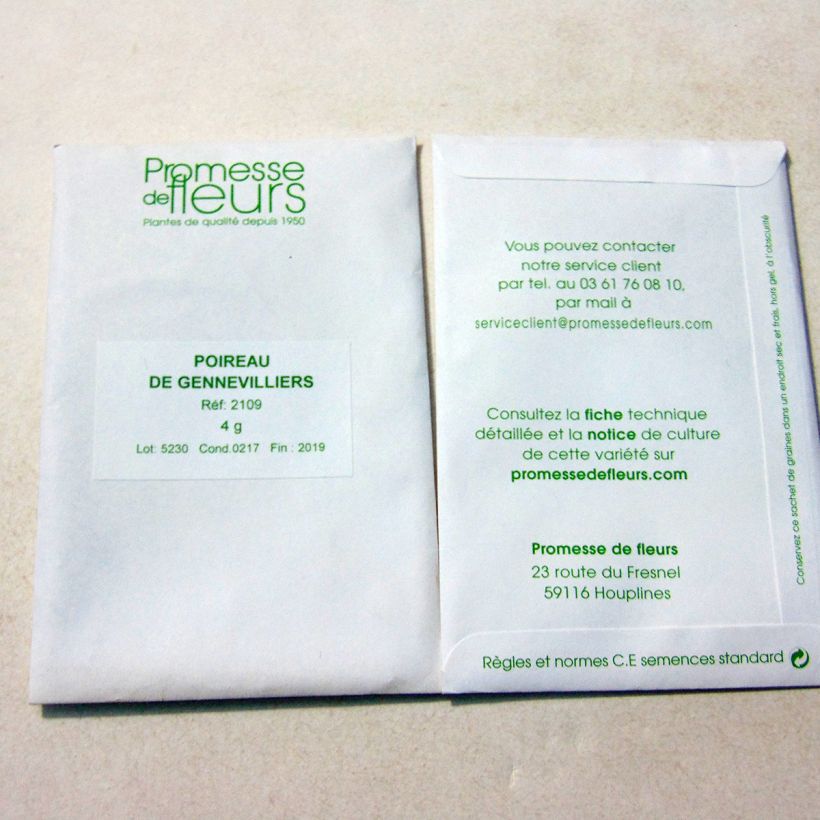 Example of Leek Gennevilliers per pack of 1000 seeds (4g) specimen as delivered