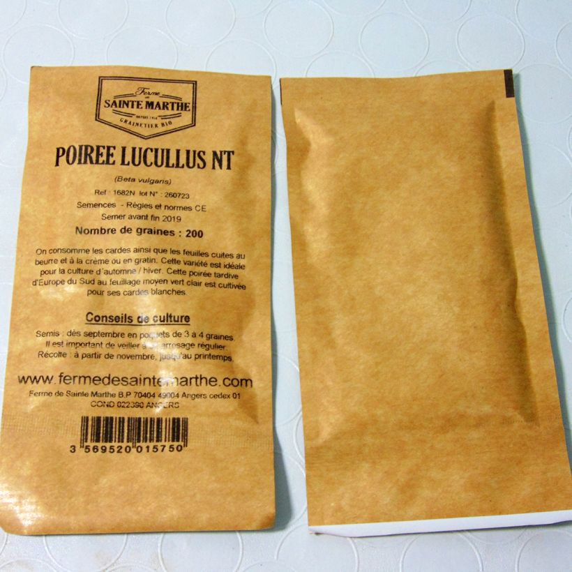 Example of Swiss Chard Lucullus - Ferme de Sainte Marthe untreated seeds per pack of 200 seeds (3g) specimen as delivered