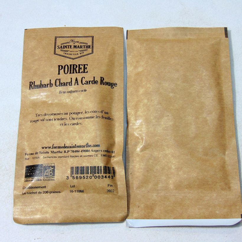 Example of Swiss Chard Rhubarb - Ferme de Sainte Marthe Seeds per pack of 100 seeds (4g) specimen as delivered