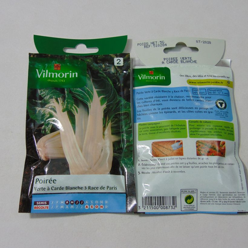 Example of Swiss Chard Paris - Vilmorin Seeds per pack of 200 seeds (5g) specimen as delivered