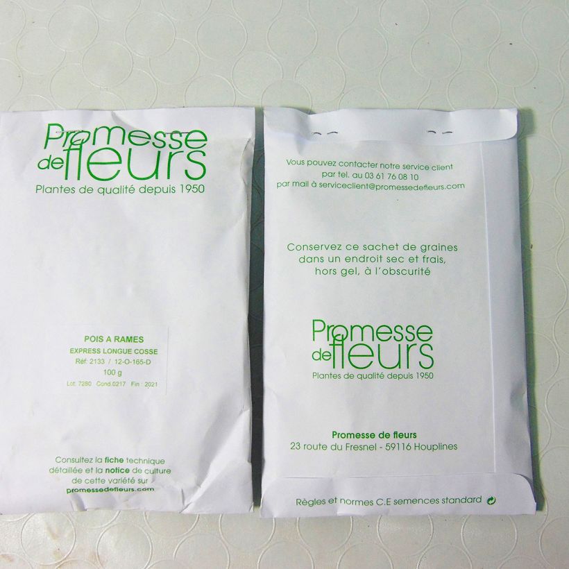 Example of Pea Express à Longue Cosse per pack of 250-350 seeds (100g) specimen as delivered
