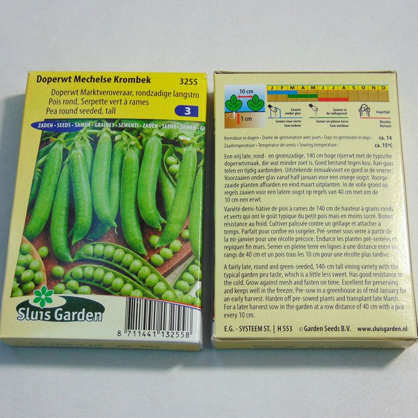 Example of Pea Mechelse Krombek per pack of 255 seeds (85g) specimen as delivered