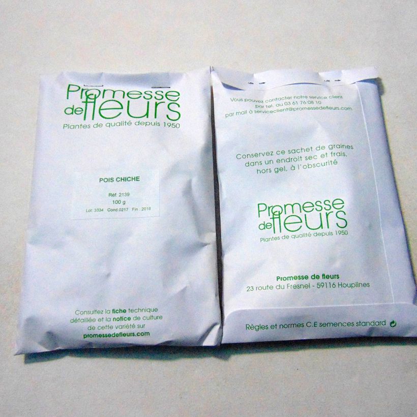 Example of Cicer arietinum  per pack of 250 seeds (100g) specimen as delivered
