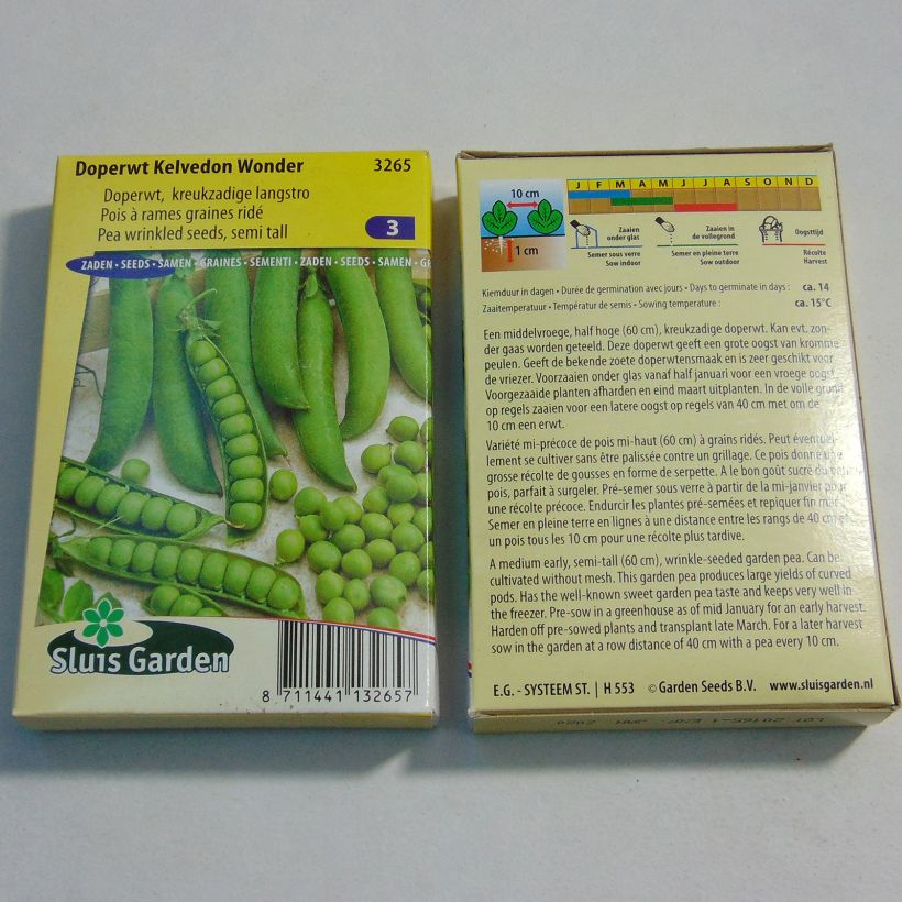 Example of Dwarf Pea Kelvedon Wonder per pack of 300 seeds (100g) specimen as delivered