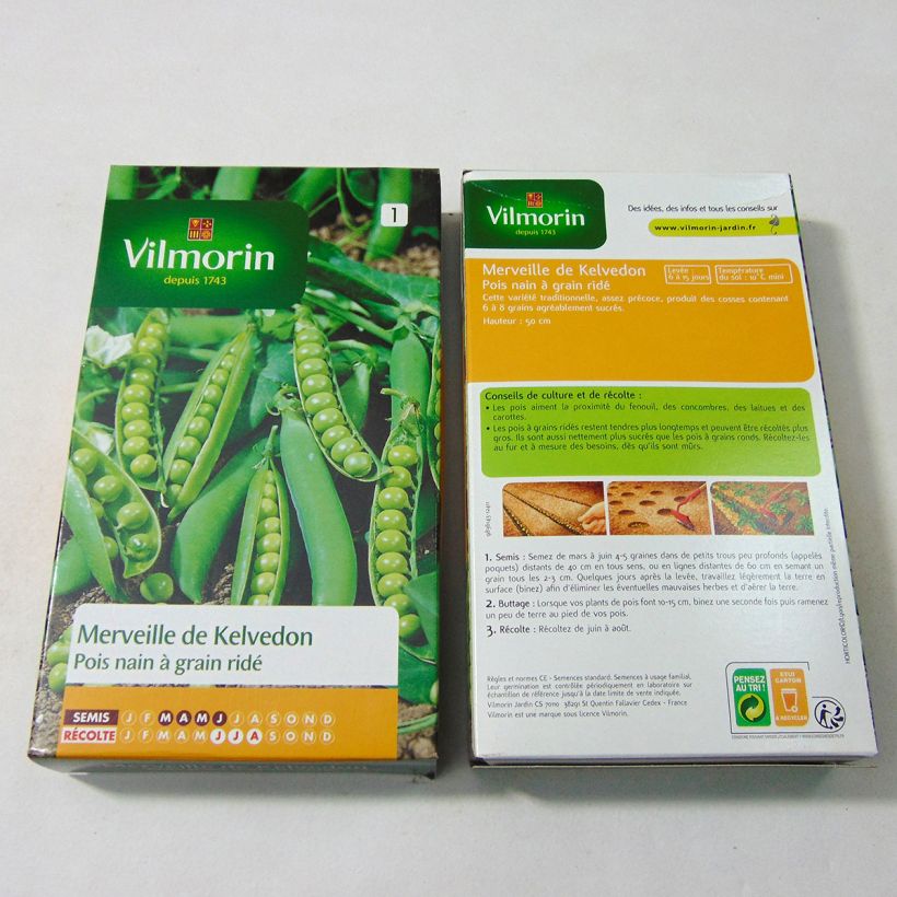 Example of Dwarf Pea Kelvedon Wonder - Vilmorin Seeds per pack of 750 seeds (250g) specimen as delivered