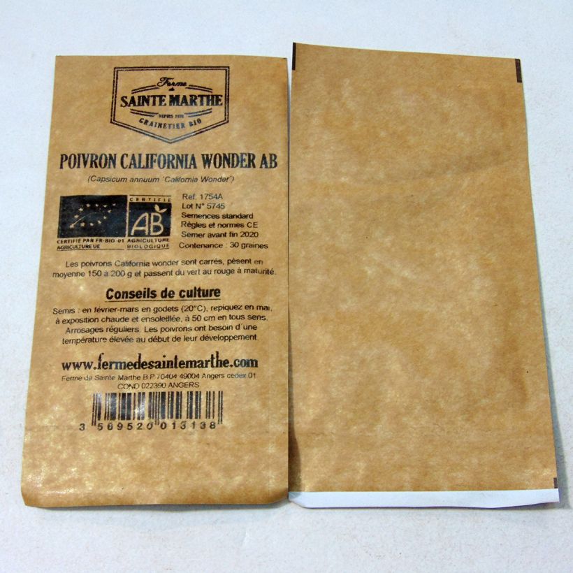 Example of Sweet Pepper California Orange Wonder - Ferme de Sainte Marthe Seeds per pack of 30 seeds specimen as delivered