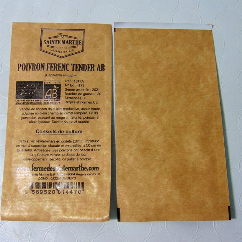 Example of Sweet Pepper Ferenc Tender - Ferme de Sainte Marthe Seeds per pack of 30 seeds specimen as delivered