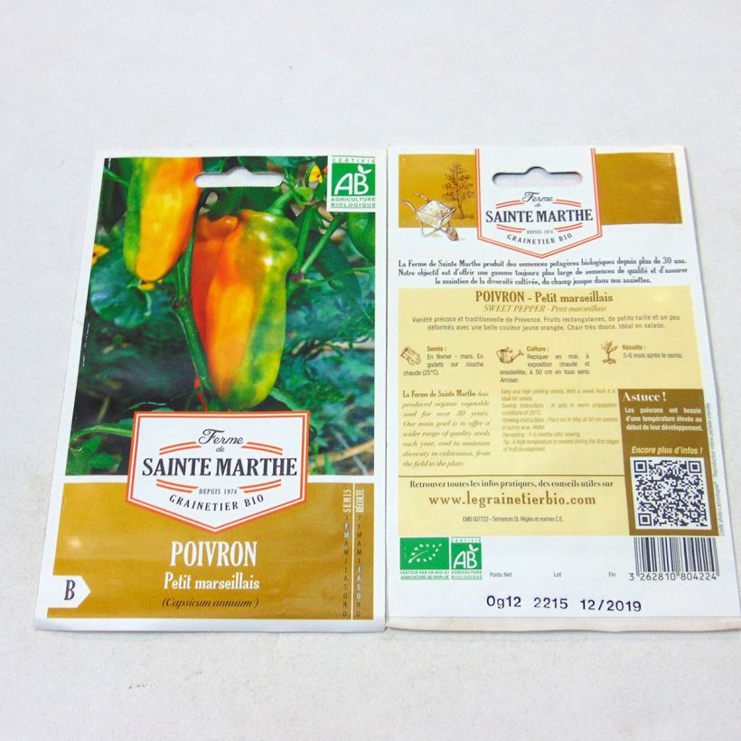 Example of Sweet Pepper Petit Marseillais - Ferme de Sainte Marthe Seeds per pack of 15 seeds specimen as delivered