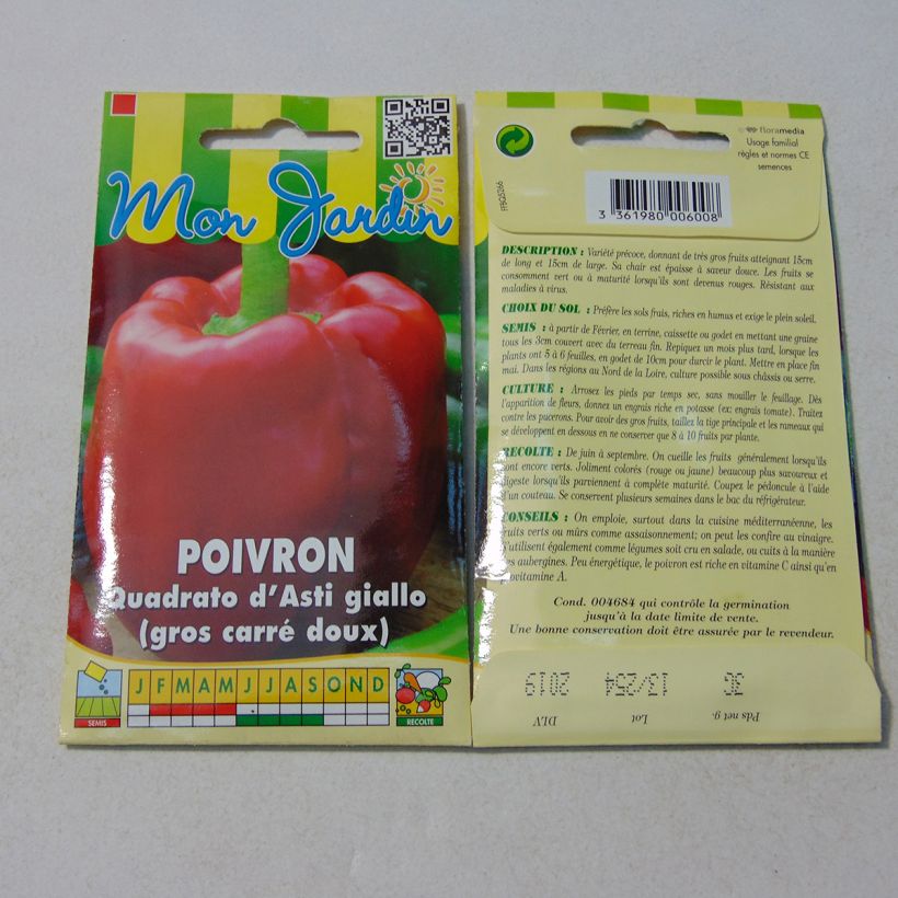 Example of Pepper Quadrato d'Asti Giallo - Capsicum annuum per pack of 360 seeds (3g) specimen as delivered