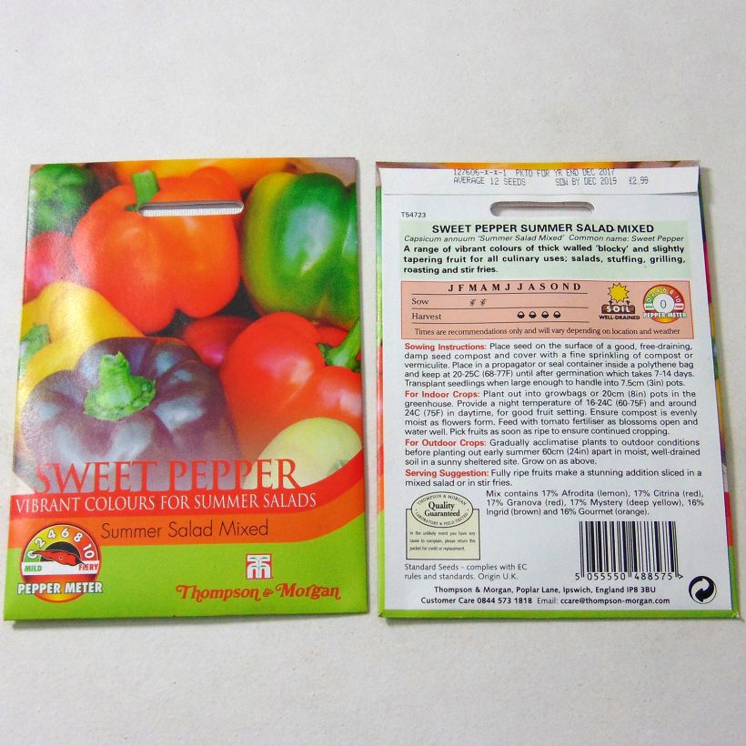 Example of Sweet Pepper Summer Salad Mixed per pack of 14 seeds specimen as delivered
