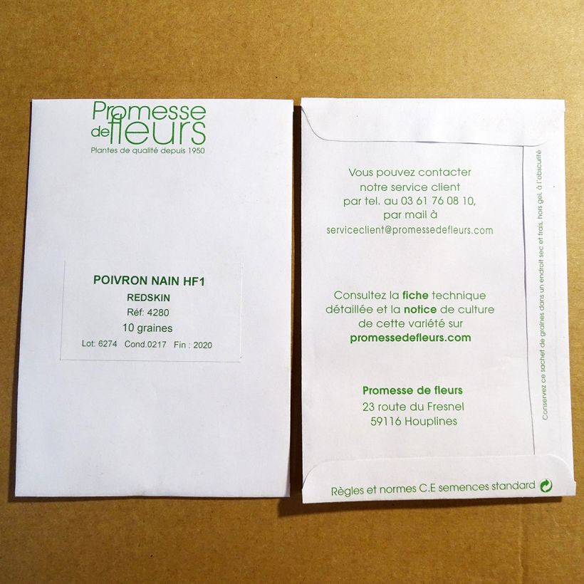 Example of Sweet Pepper Redskin F1 per pack of 10 seeds specimen as delivered