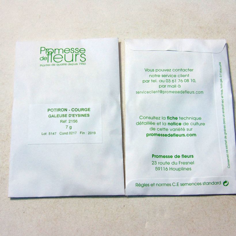 Example of Pumpkin Galeux d'Eysines - Cucurbita maxima per 7 g seed pack specimen as delivered