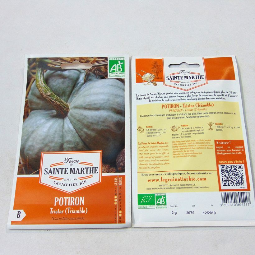 Example of Squash Tristar - Ferme de Sainte Marthe Seeds per pack of 15 seeds specimen as delivered