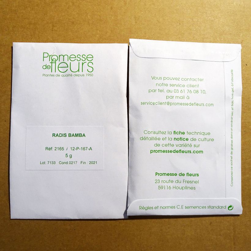 Example of Bamba Radish per pack of 500 seeds (5g) specimen as delivered