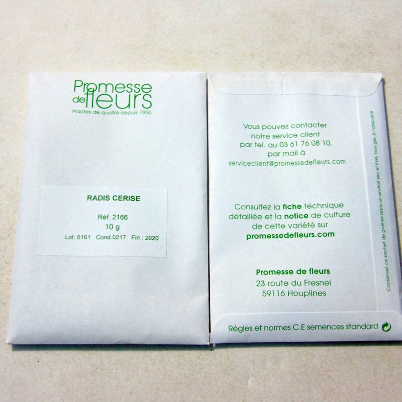 Example of Radish Cerise per pack of 1000 seeds (10g) specimen as delivered