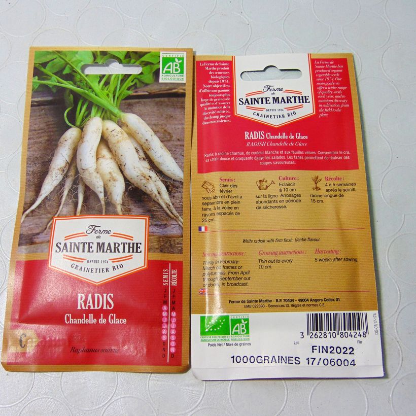 Example of Radish White Icicle - Ferme de Sainte Marthe Seeds specimen as delivered