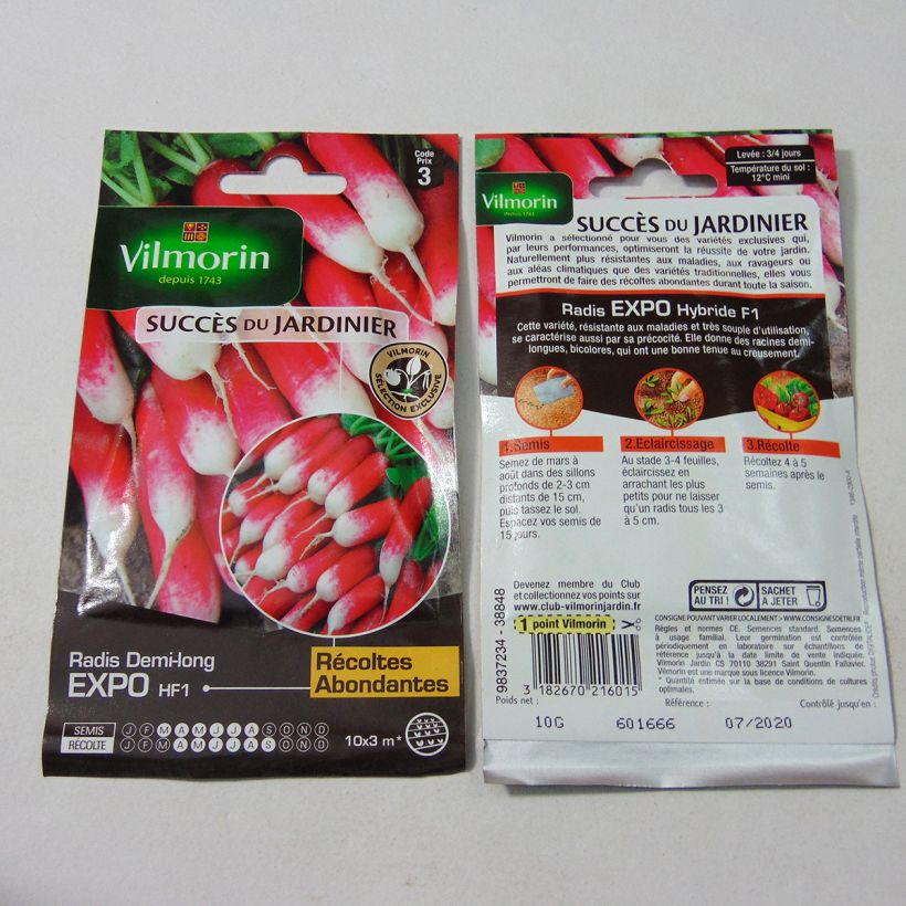 Example of Radish Expo F1 - Vilmorin Seeds per pack of 800 seeds (10g) specimen as delivered