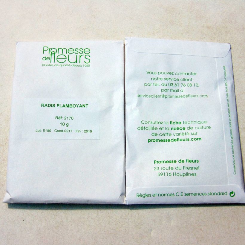 Example of Flamboyant Radish per pack of 1000 seeds (10g) specimen as delivered