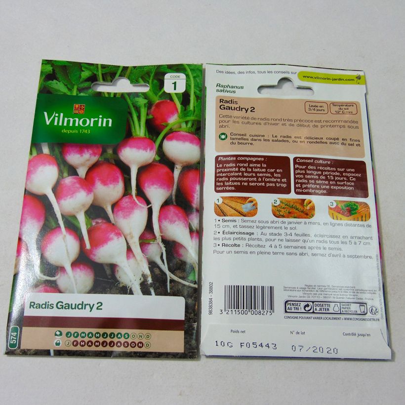 Example of Radish Gaudry 2 - Vilmorin Seeds per pack of 800 seeds (10g) specimen as delivered
