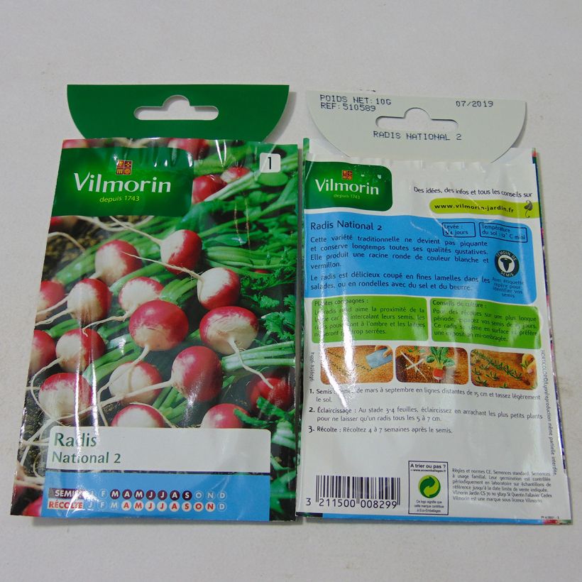 Example of Radish National 2 - Vilmorin Seeds per pack of 800 seeds (10g) specimen as delivered