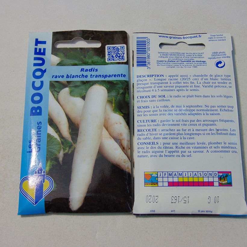 Example of Transparent White Rave Radish per pack of 800 seeds (10g) specimen as delivered
