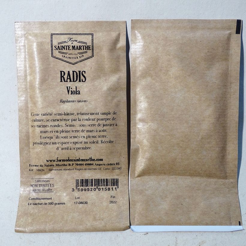 Example of Viola NT Radish - Ferme de Sainte Marthe seeds per pack of 500 seeds (5g) specimen as delivered
