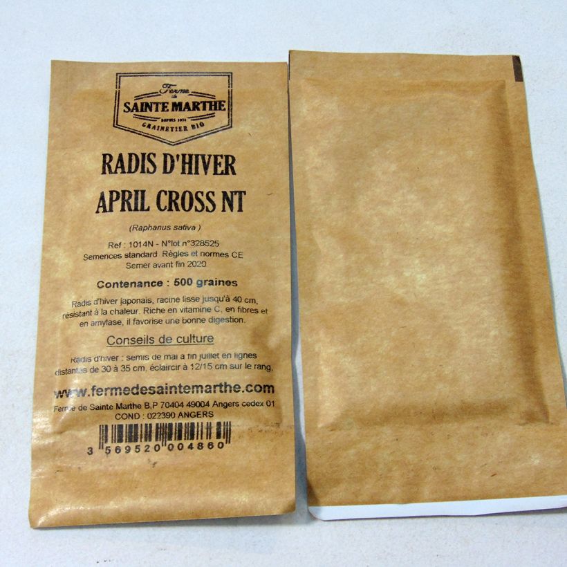 Example of Radish April Cross F1 NT Winter Radish - Ferme de Sainte Marthe seeds per pack of 500 seeds (7g) specimen as delivered